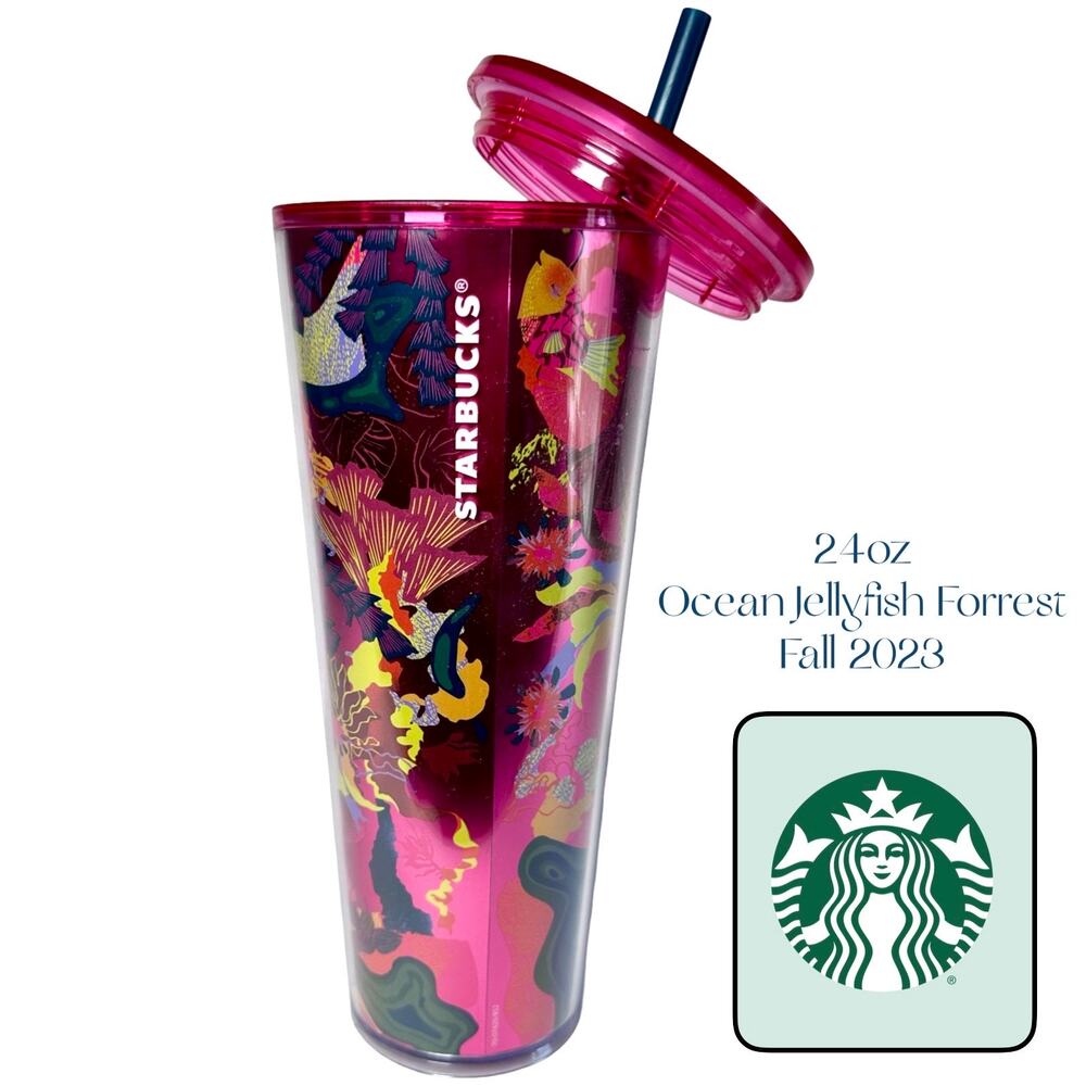 NEW STARBUCKS Limited Edition Fall 2023 Ocean Jellyfish Forest Cold Tumbler 24oz